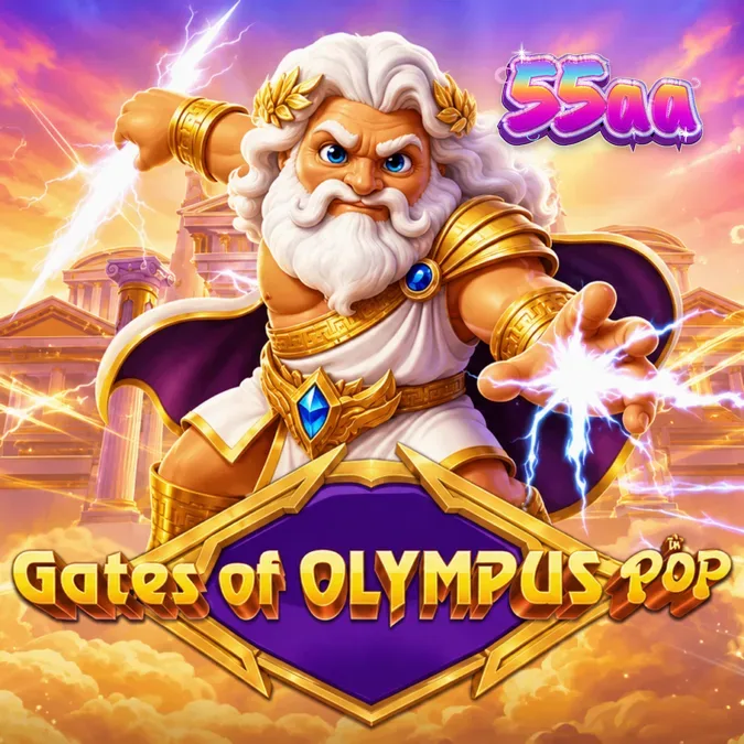 Interface do jogo de slot Gates of Olympus POP com símbolos de multiplicador e Zeus